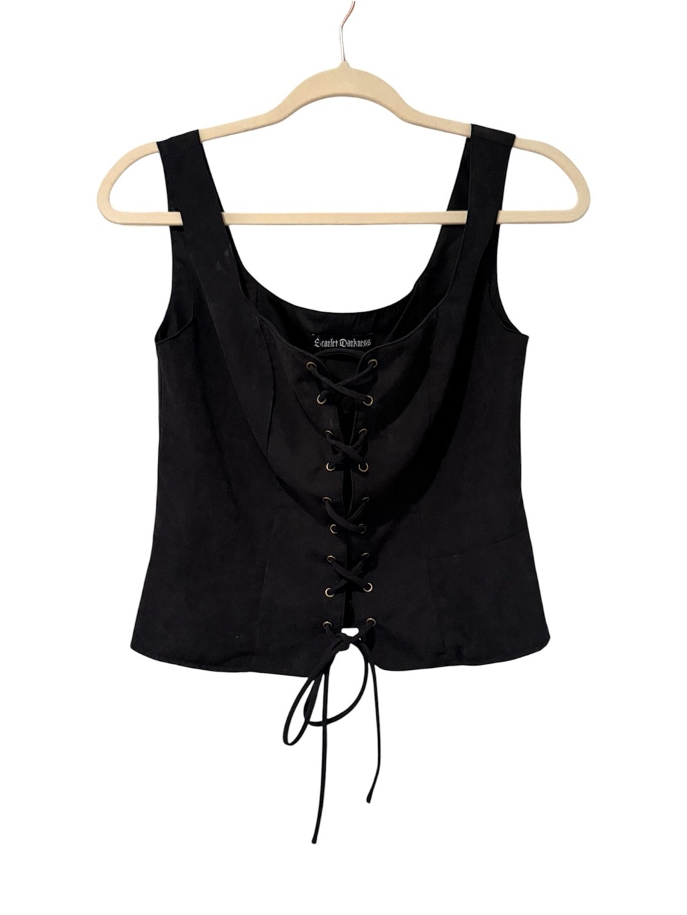 Scarlet Darkness Black Lace-Up Corset Top Goth Cottagecore Black Size S